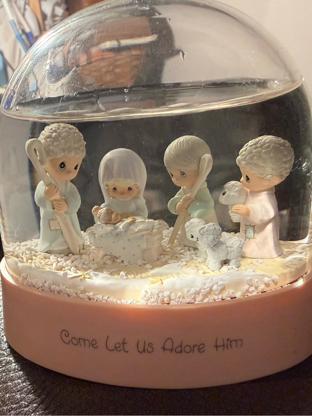 1990 Christmas Precious Moments Enesco O Come Let Us Adore Him Snow Globe Jesus